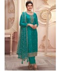 Sea Green Silk Georgette Embroidered Wedding Salwar Kameez