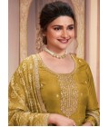 Mustard Silk Embroidered Wedding Salwar Kameez