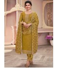 Mustard Silk Embroidered Wedding Salwar Kameez