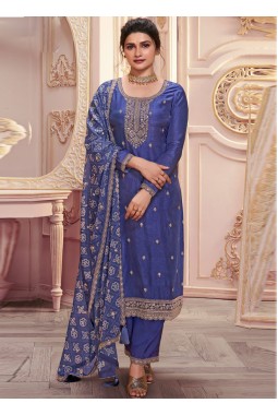 Blue Silk Georgette Embroidered Wedding Salwar Kameez