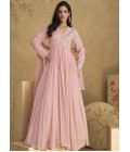 Pink Chinnon Silk Embroidered Wedding Salwar Kameez