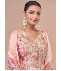 Peach Chinnon Embroidered Wedding Sharara Set