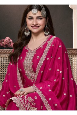 Prachi Desai Magenta Chinon Embroidered Bollywood Style Sharara kameez KF2502001