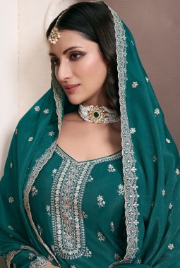 Green Chinon Embroidered Bollywood Style Sharara kameez KF2502002