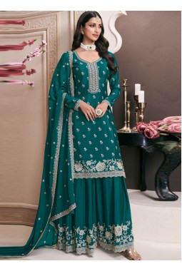 Green Chinon Embroidered Bollywood Style Sharara kameez KF2502002