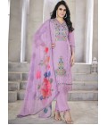 Lavender Viscose Roman Silk Handwork Wedding Salwar Kameez