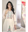 White Viscose Roman Silk Handwork Wedding Salwar Kameez