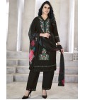 Black Viscose Roman Silk Pearl Work Wedding Salwar Kameez