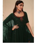 Green Georgette Sequins Embroidered Festive Wear Salwar Kameez