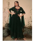 Green Georgette Sequins Embroidered Festive Wear Salwar Kameez