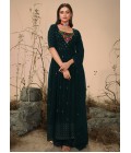 Dark Olive Georgette Embroidered Festive Wear Salwar Kameez