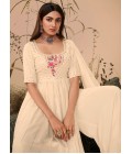 Off White Georgette Embroidered Festive Wear Salwar Kameez