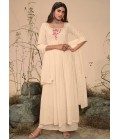 Off White Georgette Embroidered Festive Wear Salwar Kameez