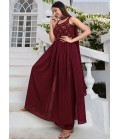 Maroon Georgette Sequins Embroidered Festive Wear Salwar Kameez