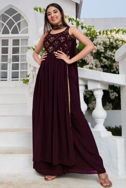 Purple Georgette Embroidered Festive Wear Salwar Kameez