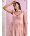 Peach Georgette Sequins Embroidered Festive Wear Salwar Kameez