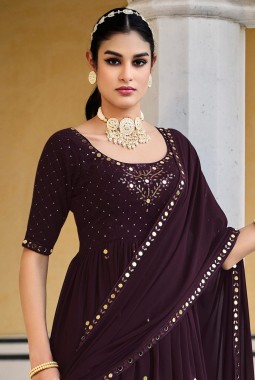 Purple Georgette Embroidered Festive Wear Salwar Kameez