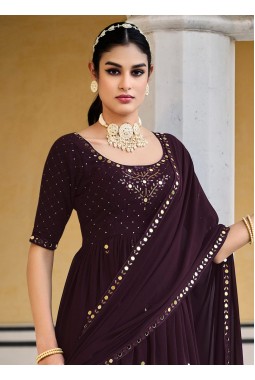 Purple Georgette Embroidered Festive Wear Salwar Kameez