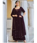 Purple Georgette Embroidered Festive Wear Salwar Kameez