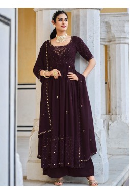 Purple Georgette Embroidered Festive Wear Salwar Kameez