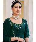 Green Georgette Sequins Embroidered Festive Wear Salwar Kameez