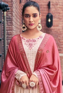 Chiku Georgette Mirror Work Embroidered Festive Wear Salwar Kameez