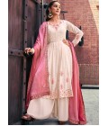 Chiku Georgette Mirror Work Embroidered Festive Wear Salwar Kameez