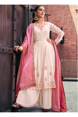 Chiku Georgette Mirror Work Embroidered Festive Wear Salwar Kameez