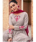 Grey Georgette Mirror Work Festive Wear Salwar Kameez