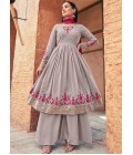 Grey Georgette Mirror Work Festive Wear Salwar Kameez