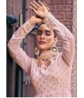 Baby Pink Georgette Mirror Work Festive Wear Salwar Kameez