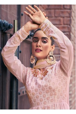 Baby Pink Georgette Mirror Work Festive Wear Salwar Kameez