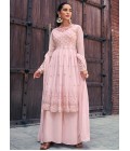 Baby Pink Georgette Mirror Work Festive Wear Salwar Kameez