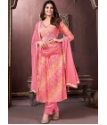 Pink Rayon Handwork Casual Wear Salwar Kameez