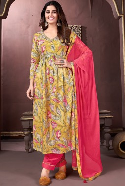 Green Rayon Handwork Casual Wear Salwar Kameez