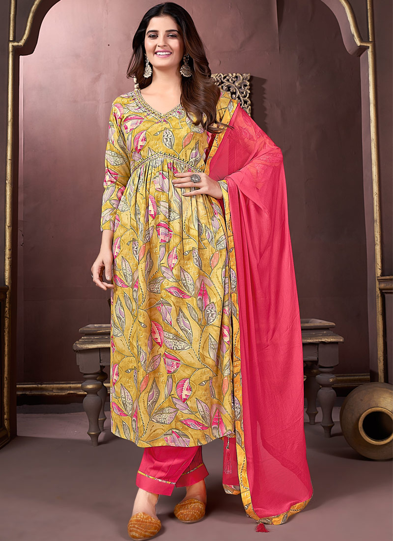 Green Rayon Handwork Casual Wear Salwar Kameez