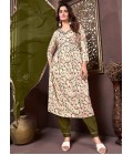 Green Rayon Handwork Casual Salwar Kameez