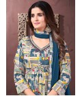 Blue Rayon Handwork Casual Salwar Kameez