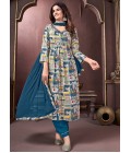 Blue Rayon Handwork Casual Salwar Kameez