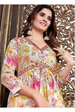 Elegant Yellow Rayon Handwork Casual Salwar Kameez for Effortless Style