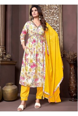 Elegant Yellow Rayon Handwork Casual Salwar Kameez for Effortless Style