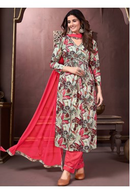 Vibrant Orange Rayon Handwork Casual Salwar Kameez For Everyday Elegance