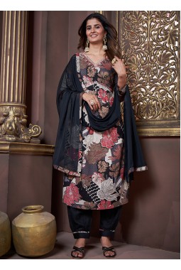 Chic Black Rayon Handwork Casual Salwar Kameez For Effortless Glam