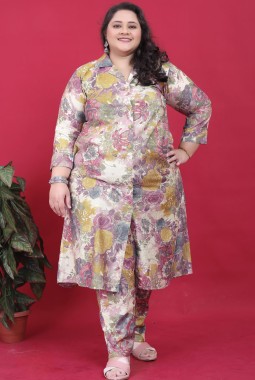 Multi Color Premium Vertical Printed Big Size Co-Ord Sets