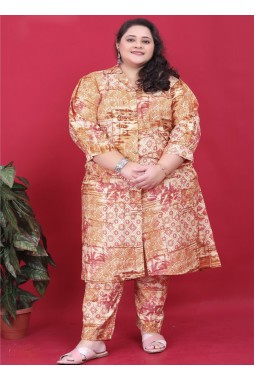 Pink And Brown Premium Vertical Printed Big Size Co-Ord Sets