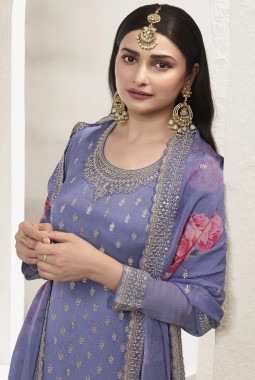 Lavender Viscose Chinon Zari Work Salwar Plazzo Set