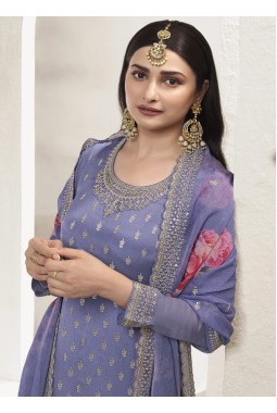 Lavender Viscose Chinon Zari Work Salwar Plazzo Set