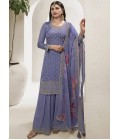 Lavender Viscose Chinon Zari Work Salwar Plazzo Set