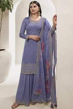 Lavender Viscose Chinon Zari Work Salwar Plazzo Set