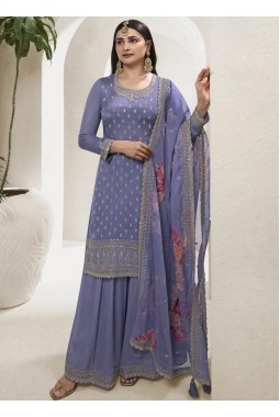 Lavender Viscose Chinon Zari Work Salwar Plazzo Set